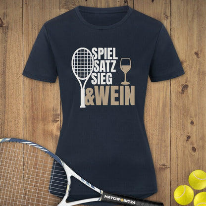 Spiel Satz Sieg Wein | Damen Sport T-Shirt - Matchpoint24 - Kleidung für Tennisfans