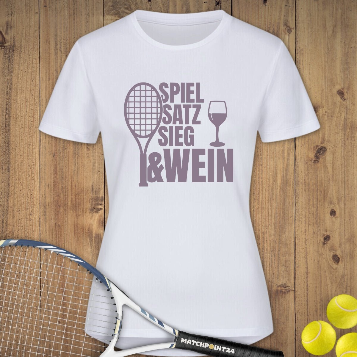 Spiel Satz Sieg Wein | Damen Sport T-Shirt - Matchpoint24 - Kleidung für Tennisfans