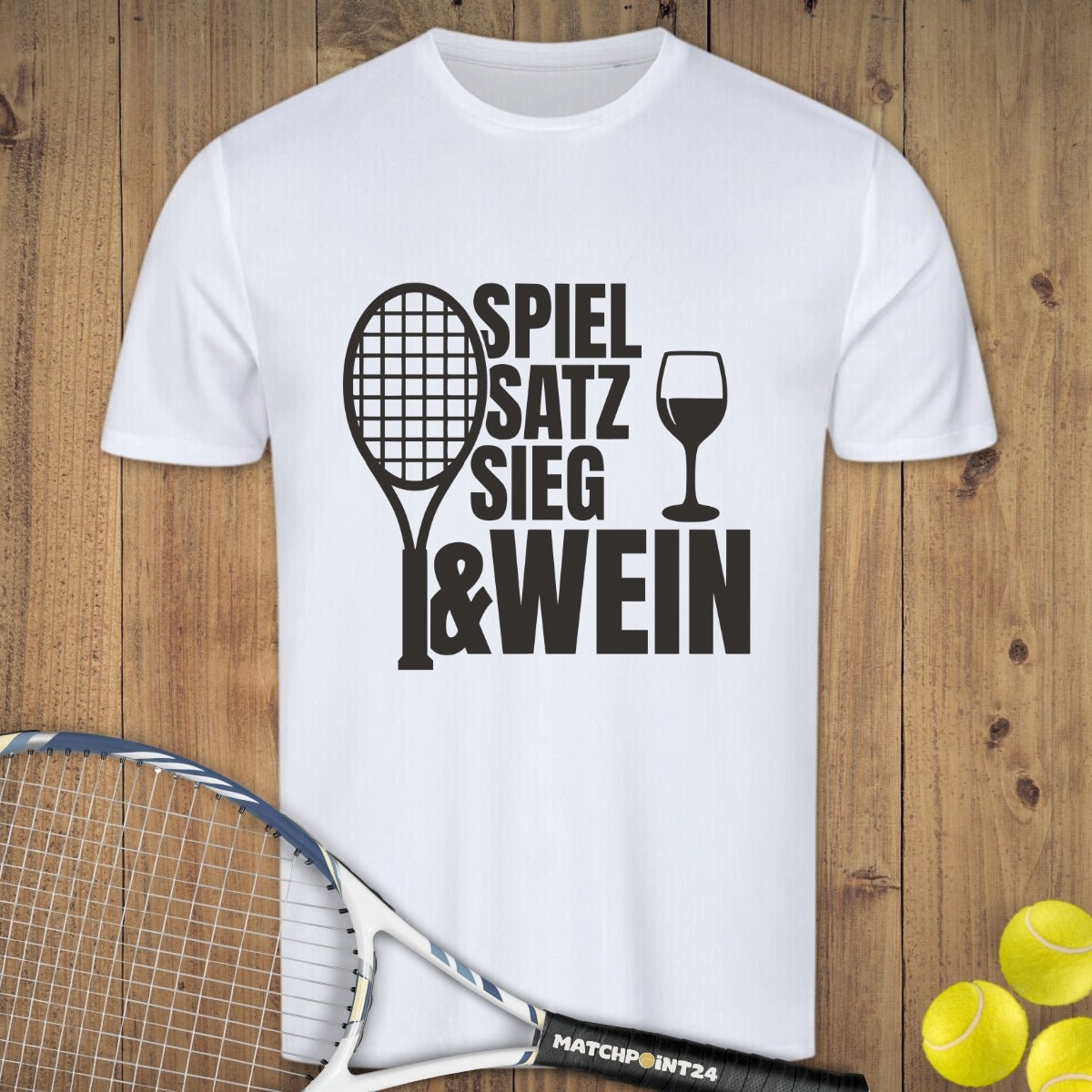 Spiel Satz Sieg Wein | Herren Sport T-Shirt - Matchpoint24 - Kleidung für Tennisfans