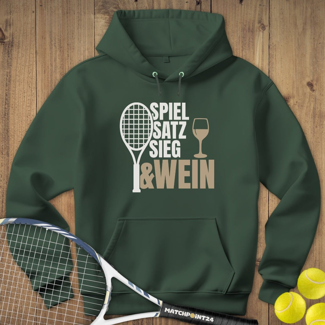 Spiel Satz Sieg Wein | Hoodie (Unisex) - Matchpoint24 - Kleidung für Tennisfans