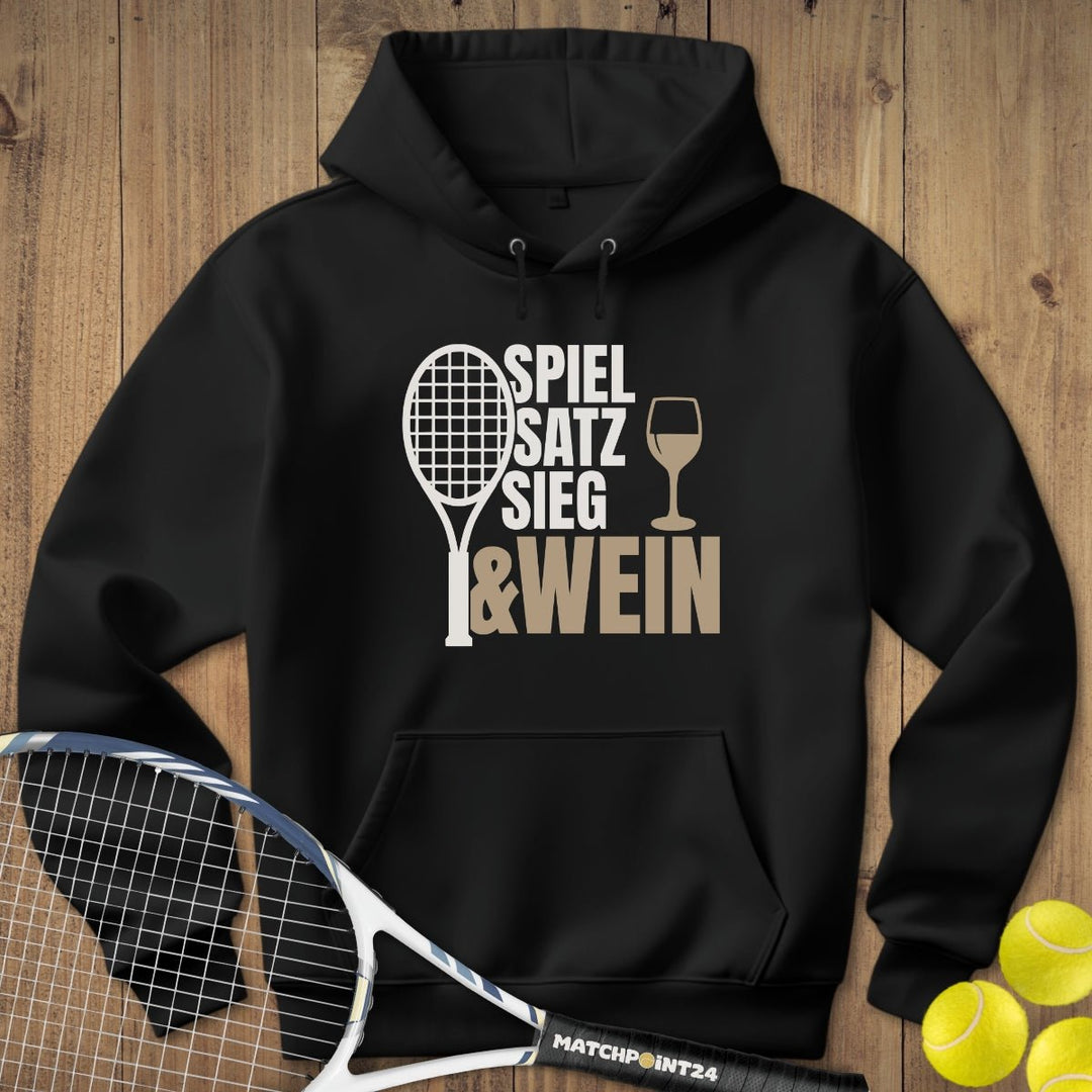 Spiel Satz Sieg Wein | Hoodie (Unisex) - Matchpoint24 - Kleidung für Tennisfans