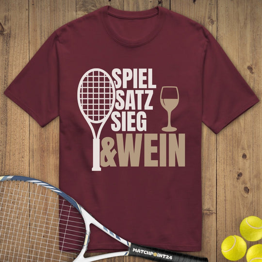 Spiel Satz Sieg Wein | Premium Herren T-Shirt - Matchpoint24 - Kleidung für Tennisfans