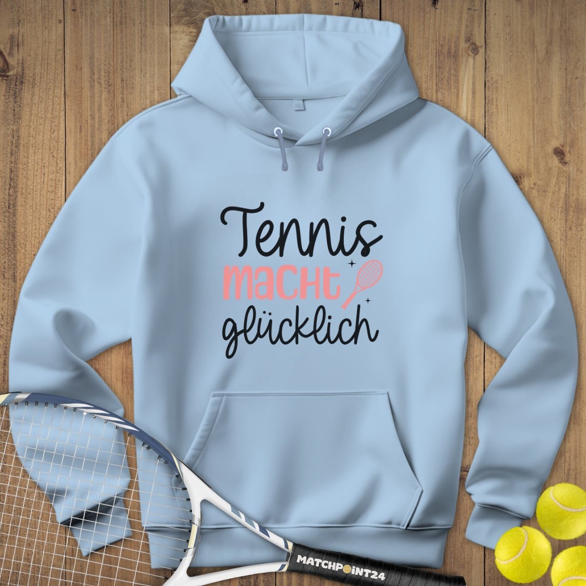 Tennis macht glücklich Kapuzenpulli (limitiert) - Matchpoint24 - Kleidung für Tennisfans