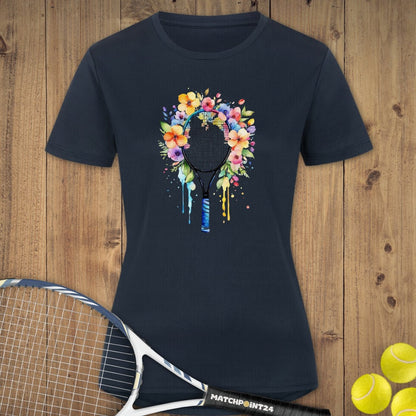 Tennis Racket Flora | Damen Sport T-Shirt - Matchpoint24 - Kleidung für Tennisfans