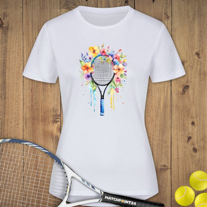 Tennis Racket Flora | Damen Sport T-Shirt - Matchpoint24 - Kleidung für Tennisfans