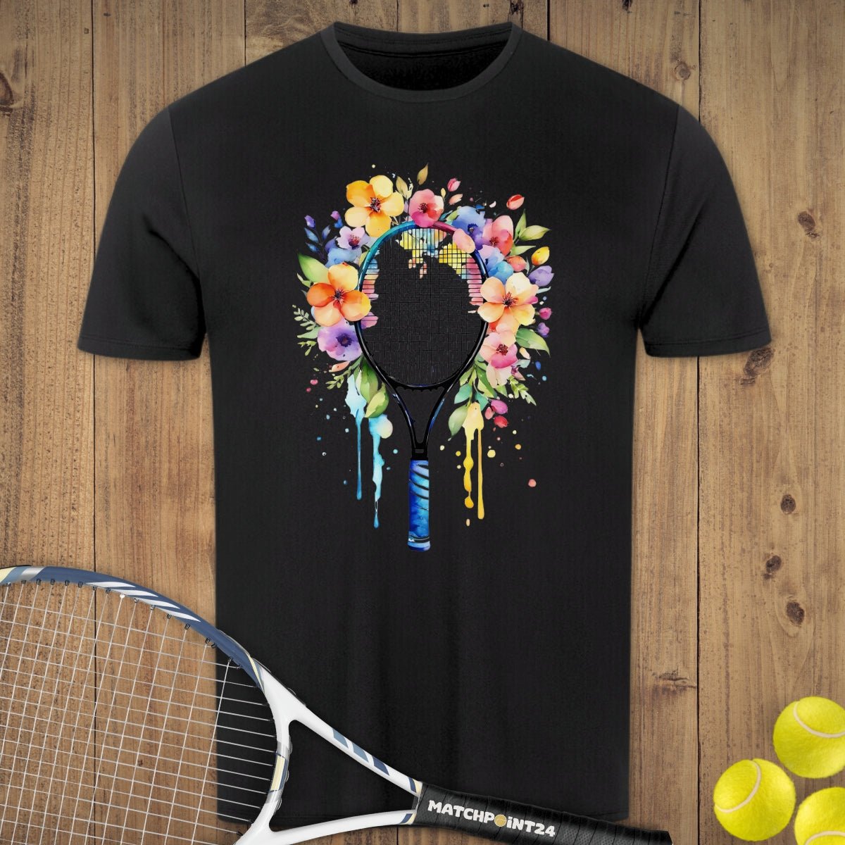 Tennis Racket Flora | Herren Sport T-Shirt - Matchpoint24 - Kleidung für Tennisfans