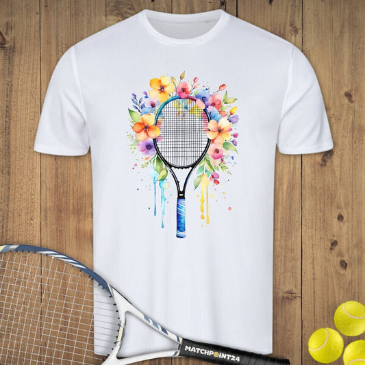 Tennis Racket Flora | Herren Sport T-Shirt - Matchpoint24 - Kleidung für Tennisfans
