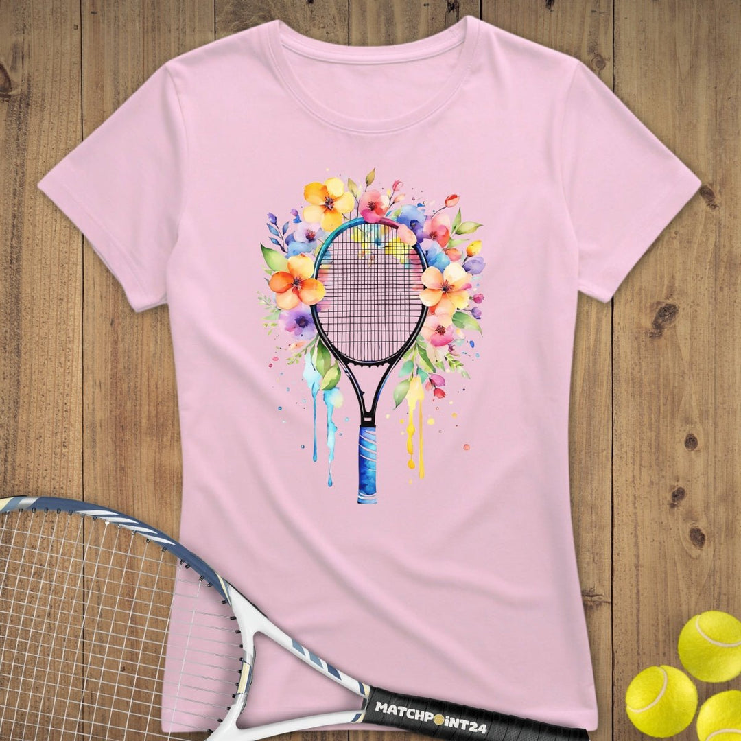 Tennis Racket Flora | Premium Damen T-Shirt - Matchpoint24 - Kleidung für Tennisfans