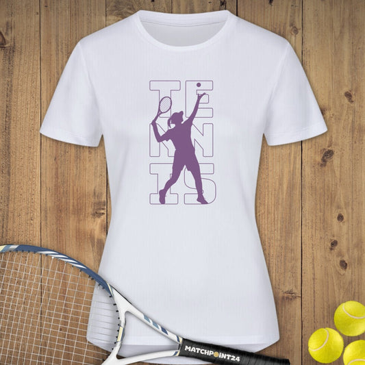 Tennis Silhouette Frau | Damen Sport T-Shirt - Matchpoint24 - Kleidung für Tennisfans