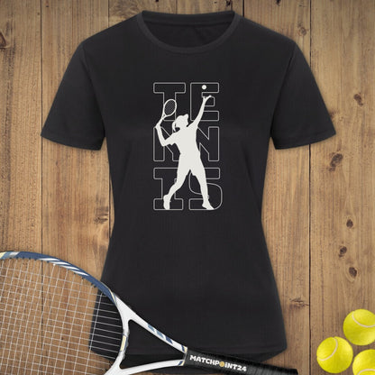 Tennis Silhouette Frau | Damen Sport T-Shirt - Matchpoint24 - Kleidung für Tennisfans