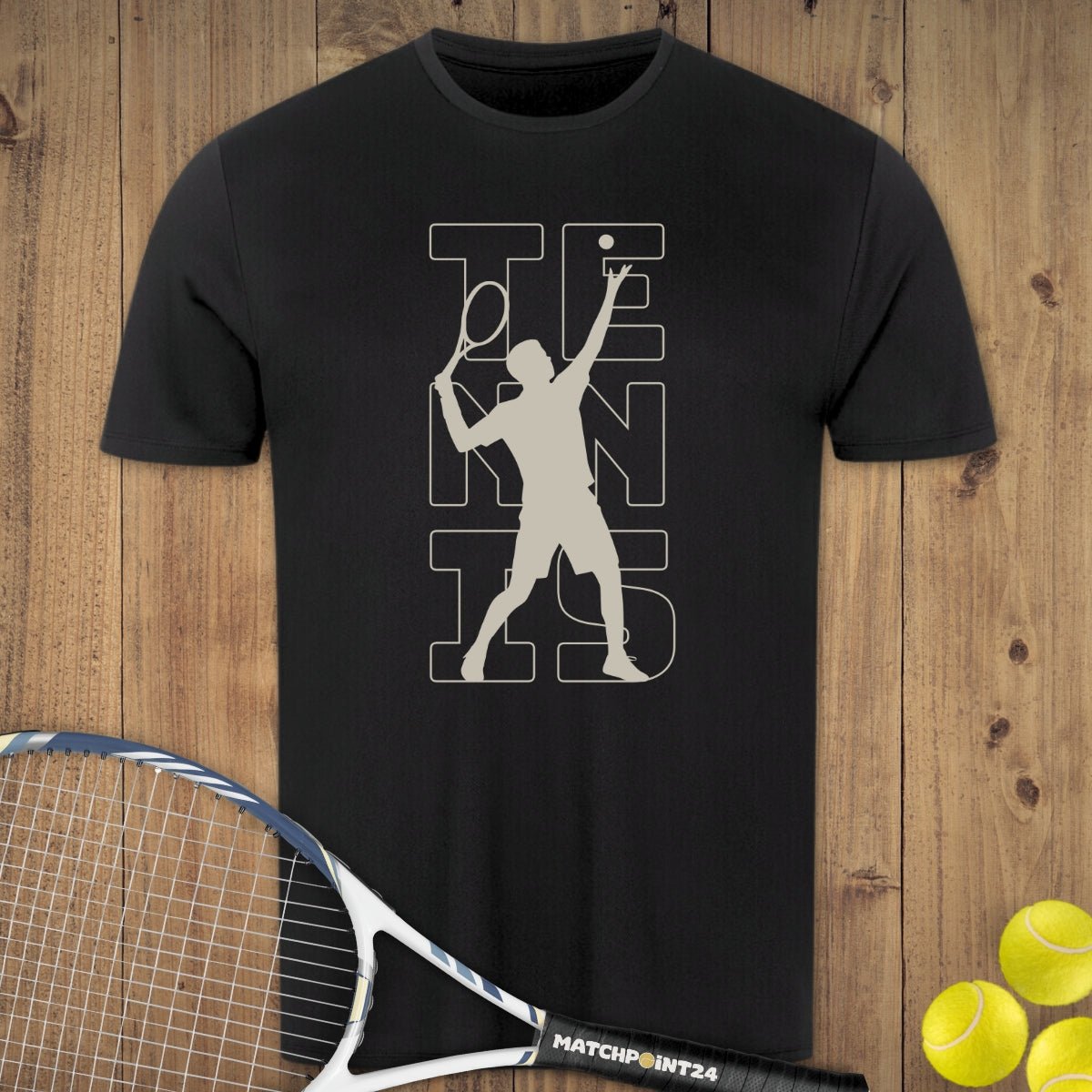 Tennis Silhouette Mann | Herren Sport T-Shirt - Matchpoint24 - Kleidung für Tennisfans