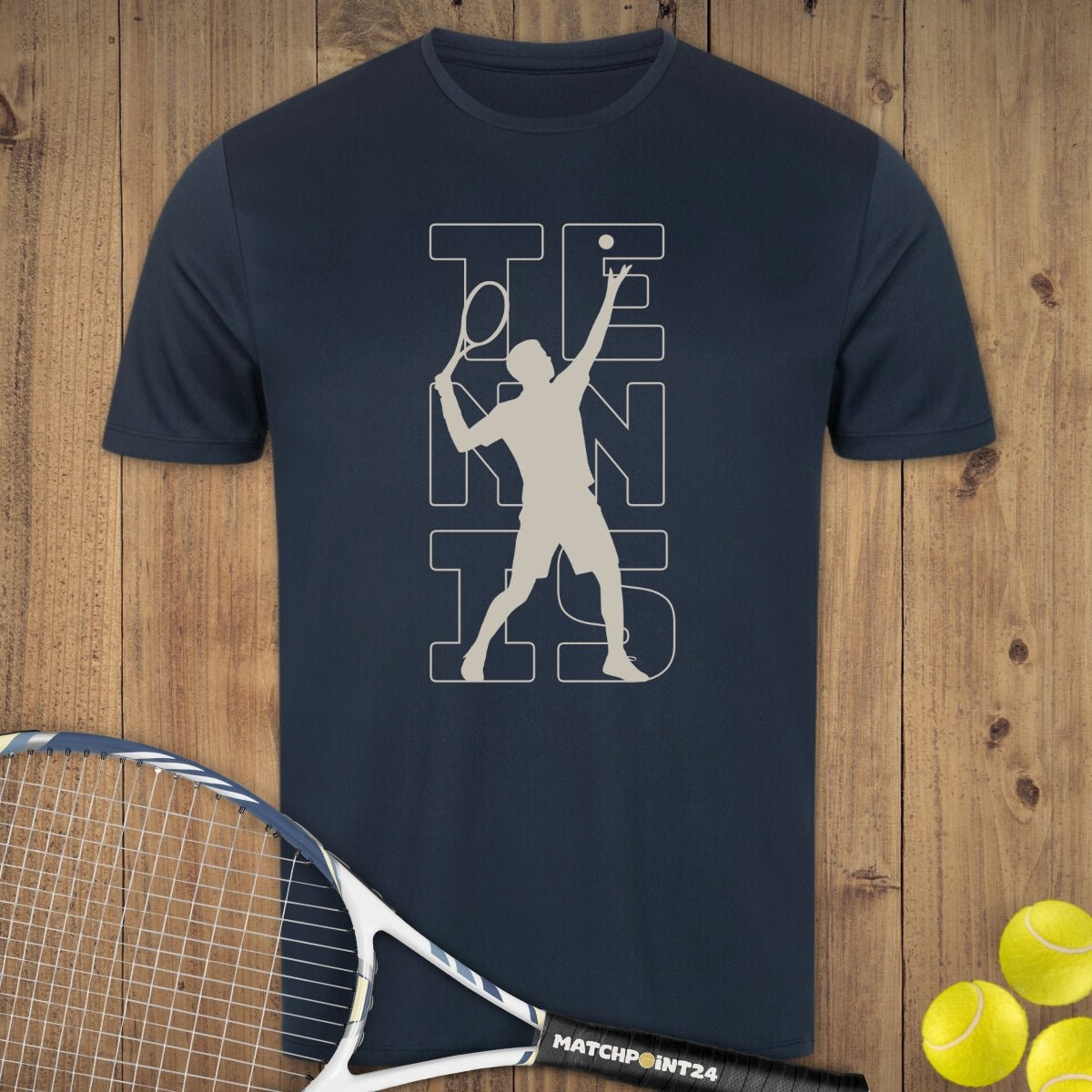 Tennis Silhouette Mann | Herren Sport T-Shirt - Matchpoint24 - Kleidung für Tennisfans