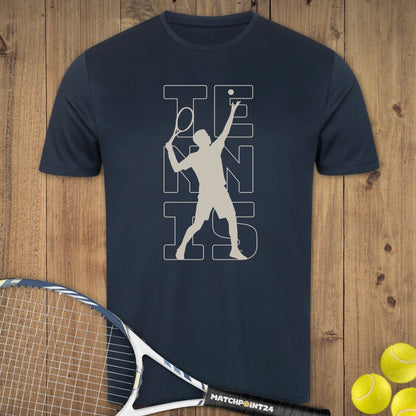 Tennis Silhouette Mann | Herren Sport T-Shirt - Matchpoint24 - Kleidung für Tennisfans