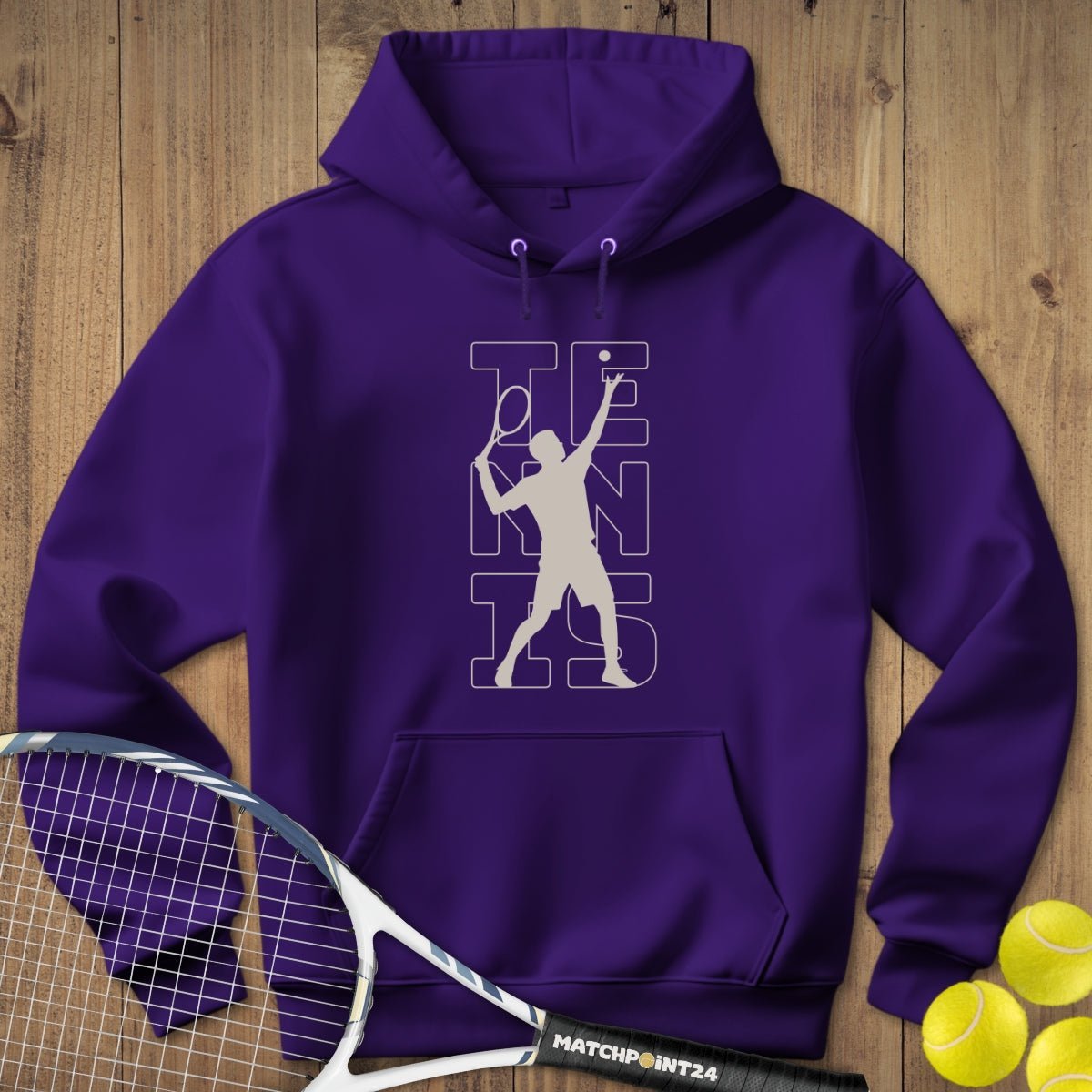 Tennis Silhouette Mann Kapuzenpulli (limitiert) - Matchpoint24 - Kleidung für Tennisfans
