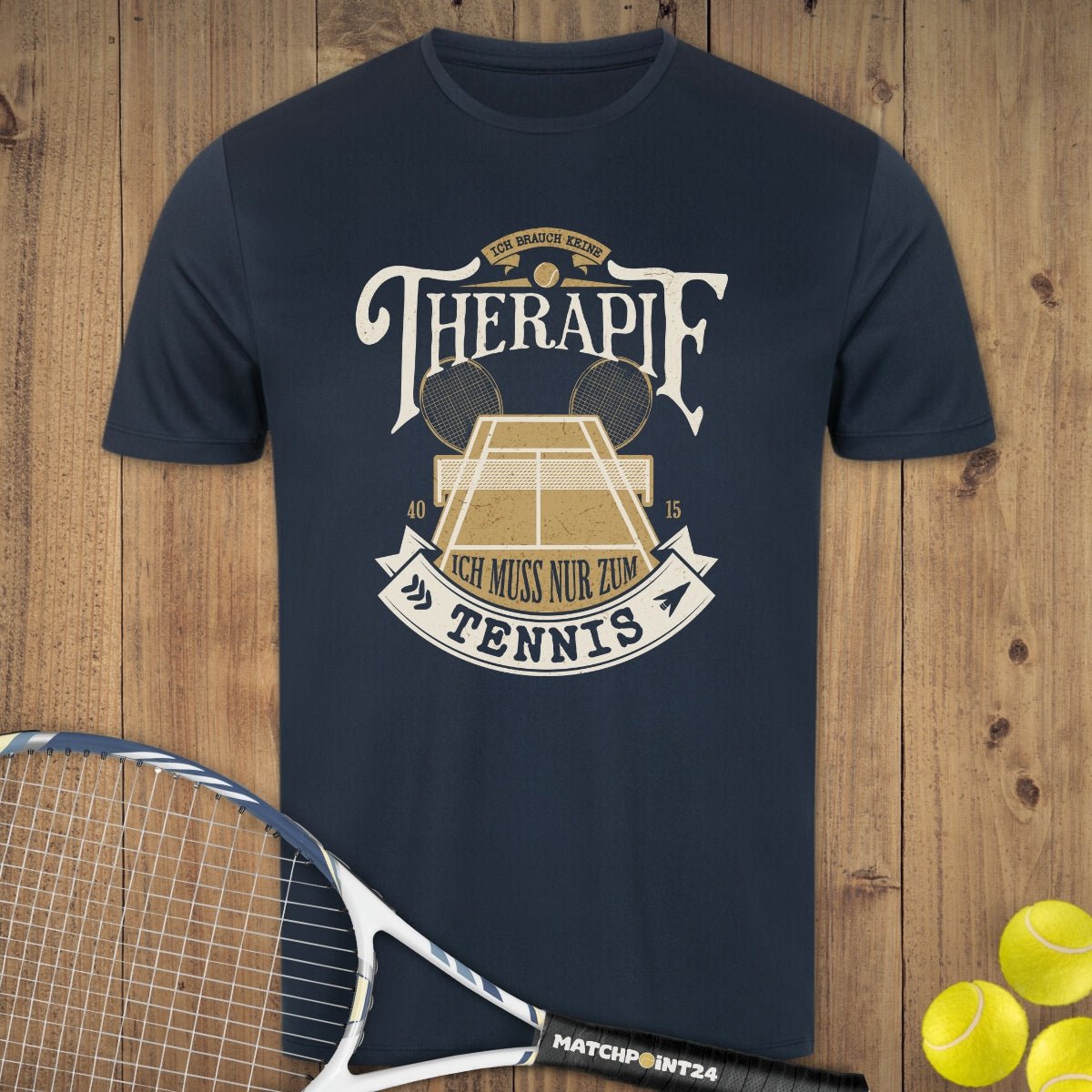 Tennis Therapie | Herren Sport T-Shirt - Matchpoint24 - Kleidung für Tennisfans