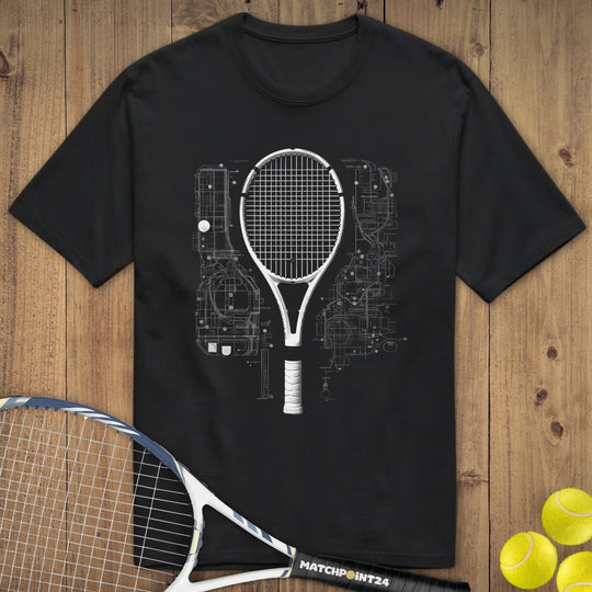 Tennisschläger Skizze | Premium Herren T-Shirt - Matchpoint24 - Kleidung für Tennisfans