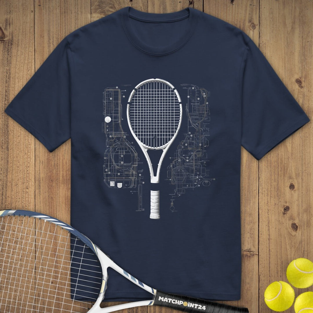 Tennisschläger Skizze | Premium Herren T-Shirt - Matchpoint24 - Kleidung für Tennisfans