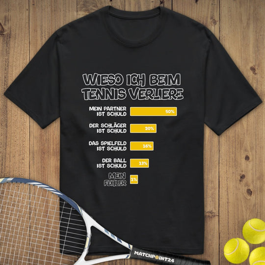 Wieso ich verliere | Premium Herren T-Shirt - Matchpoint24 - Kleidung für Tennisfans