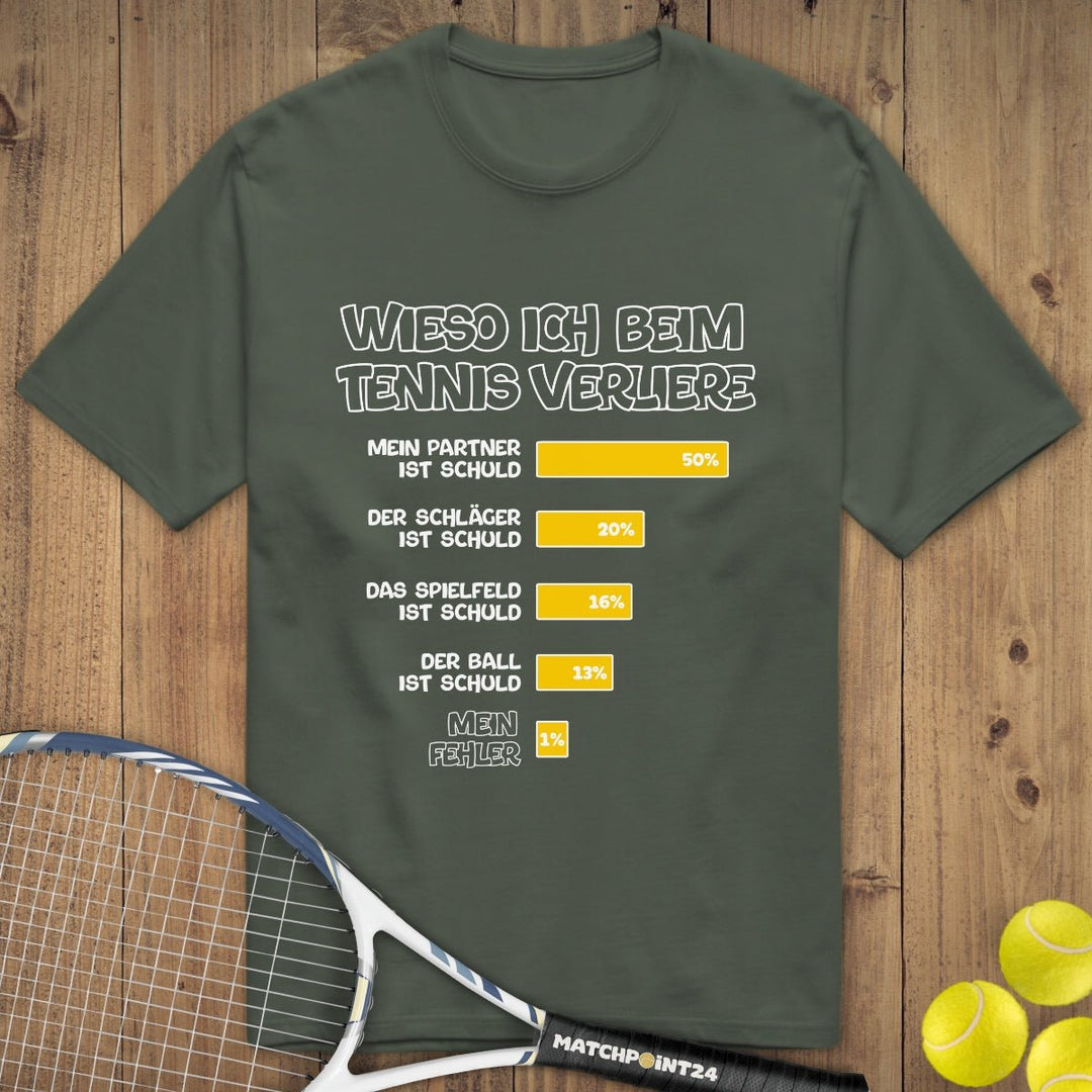 Wieso ich verliere | Premium Herren T-Shirt - Matchpoint24 - Kleidung für Tennisfans