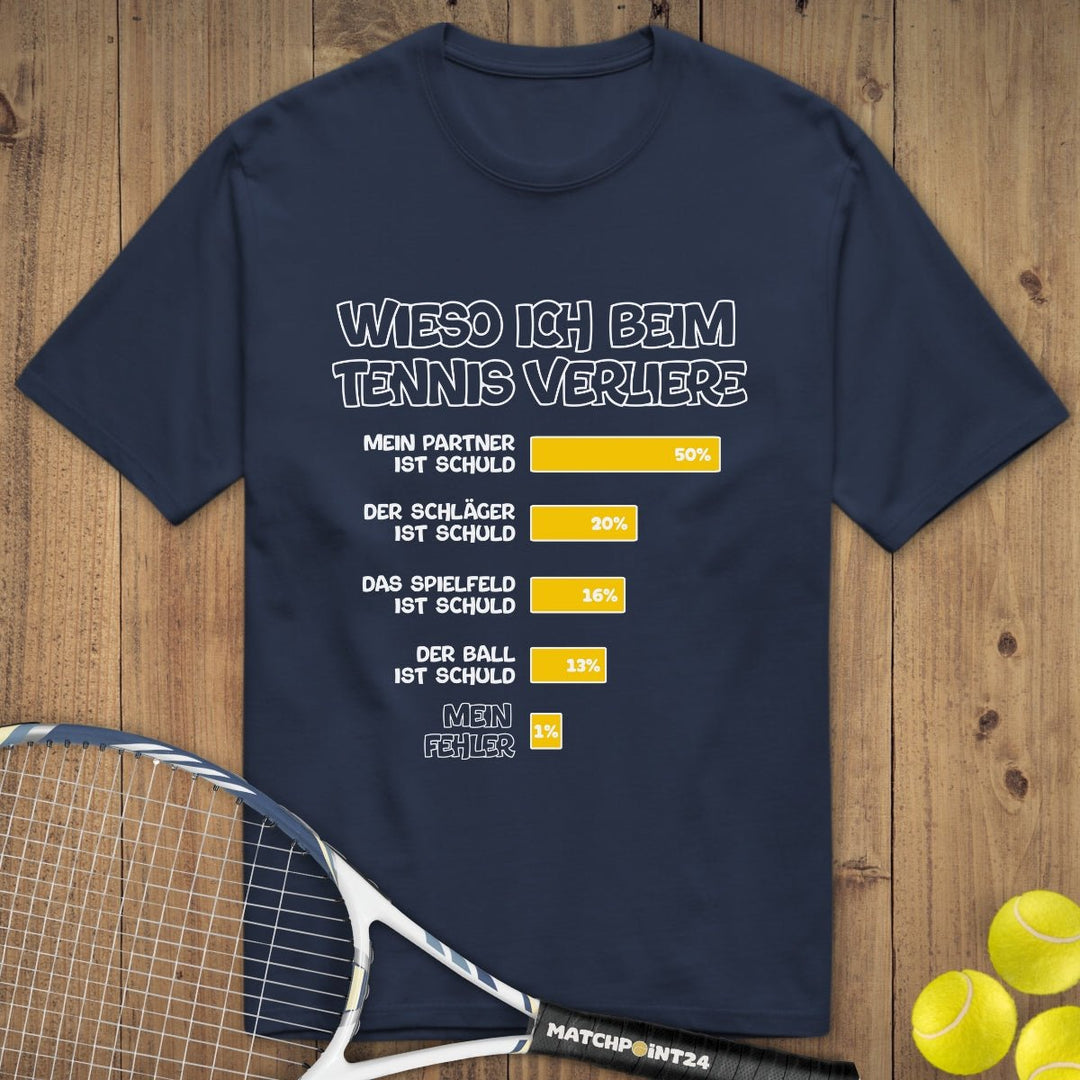 Wieso ich verliere | Premium Herren T-Shirt - Matchpoint24 - Kleidung für Tennisfans