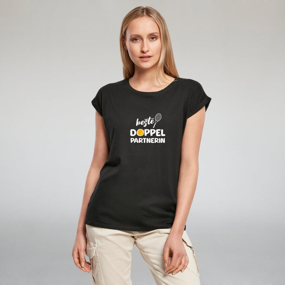 Beste Doppelpartnerin | Damen Roll-Up T-Shirt - Matchpoint24 - Kleidung für Tennisfans