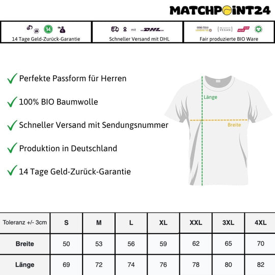 IDEMOOO | Premium Herren T-Shirt - Matchpoint24 - Kleidung für Tennisfans
