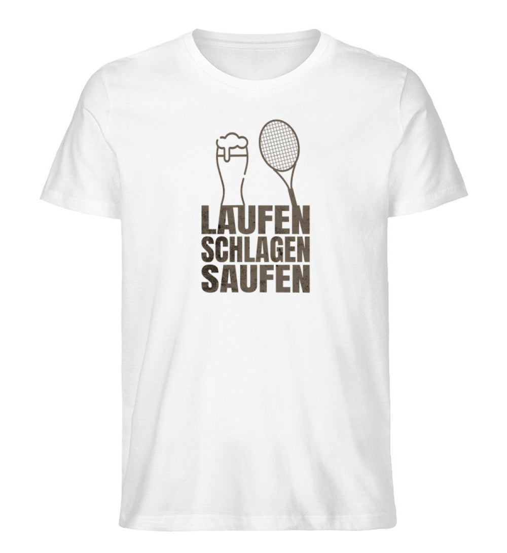 Laufen, Schlagen, Saufen | Premium Herren T-Shirt - Matchpoint24 - Kleidung für Tennisfans