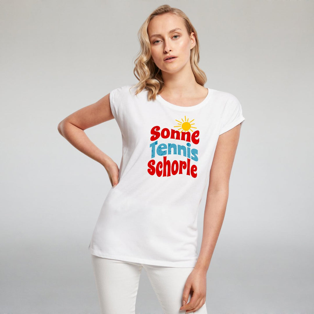 Sonne Tennis Schorle | Damen Roll-Up T-Shirt - Matchpoint24 - Kleidung für Tennisfans