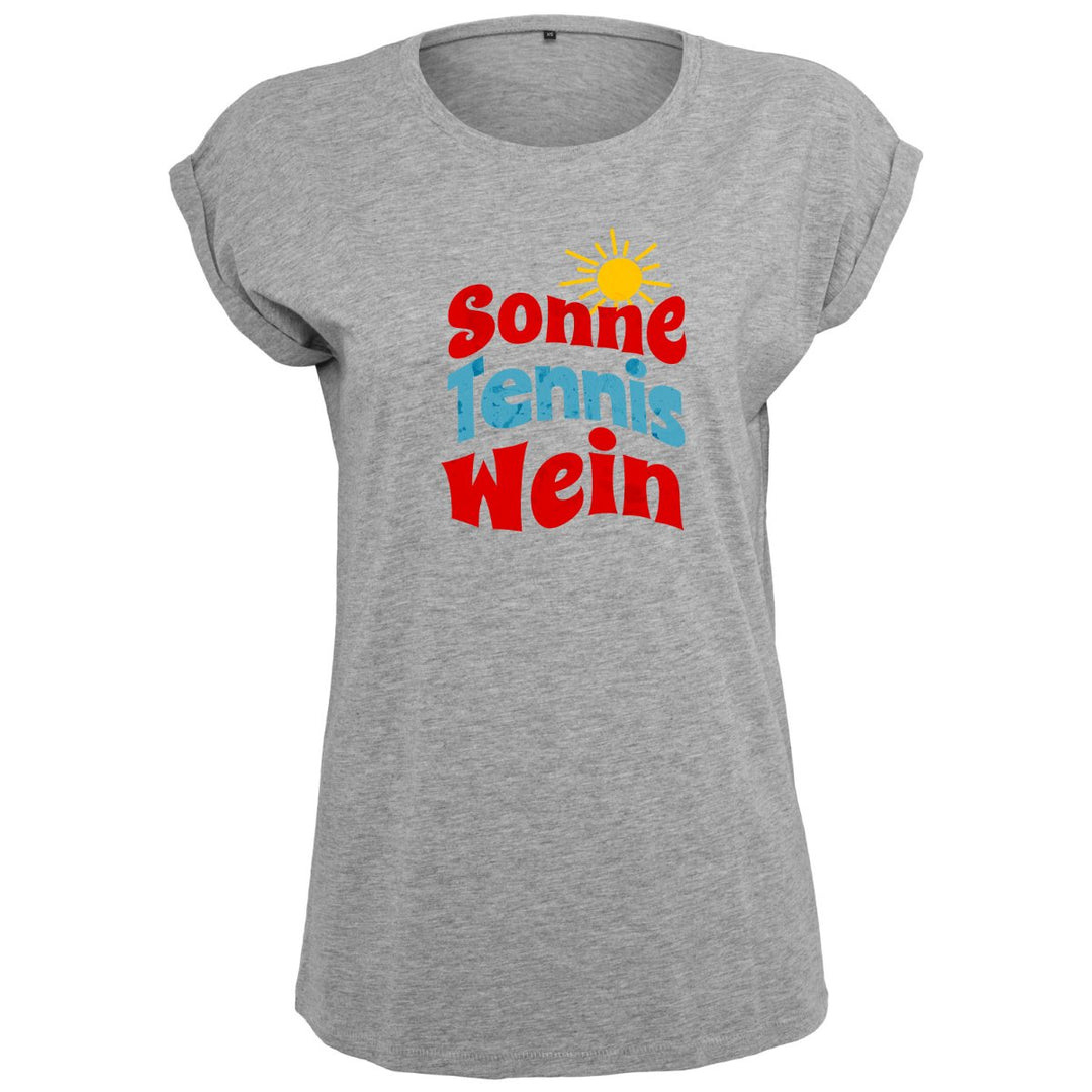Sonne Tennis Wein | Damen Roll-Up T-Shirt - Matchpoint24 - Kleidung für Tennisfans