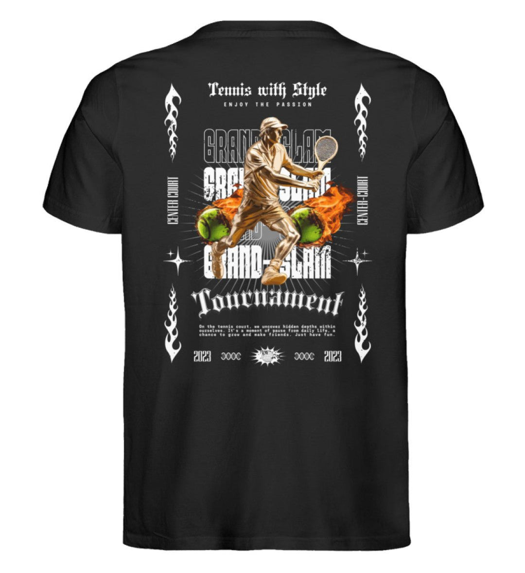 Tennis with style | Premium Herren T-Shirt Rückendruck - Matchpoint24 - Kleidung für Tennisfans