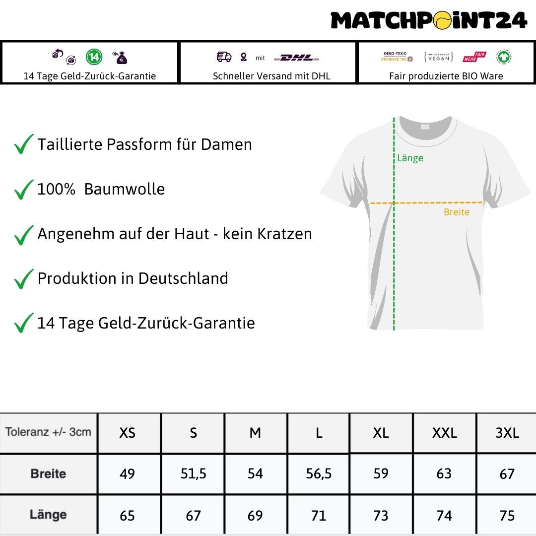 Tennismädel | Damen Roll-Up T-Shirt - Matchpoint24 - Kleidung für Tennisfans