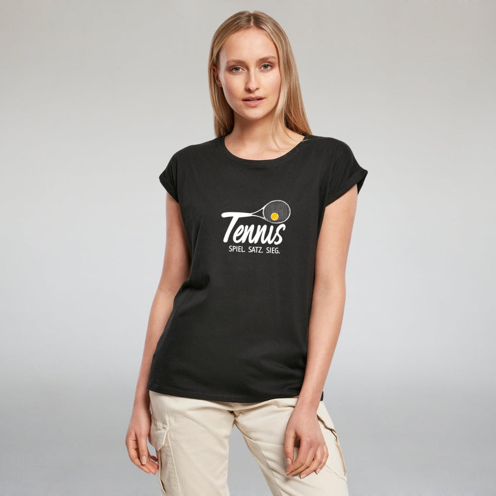Tennisschläger | Damen Roll-Up T-Shirt - Matchpoint24 - Kleidung für Tennisfans