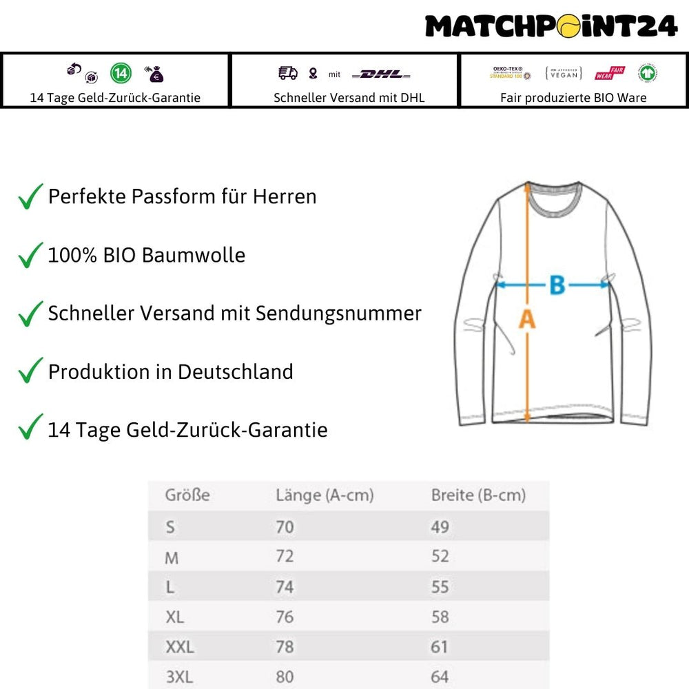 TV Feldmark Bio Unisex Langarmshirt schwarzes Logo - Matchpoint24 - Kleidung für Tennisfans